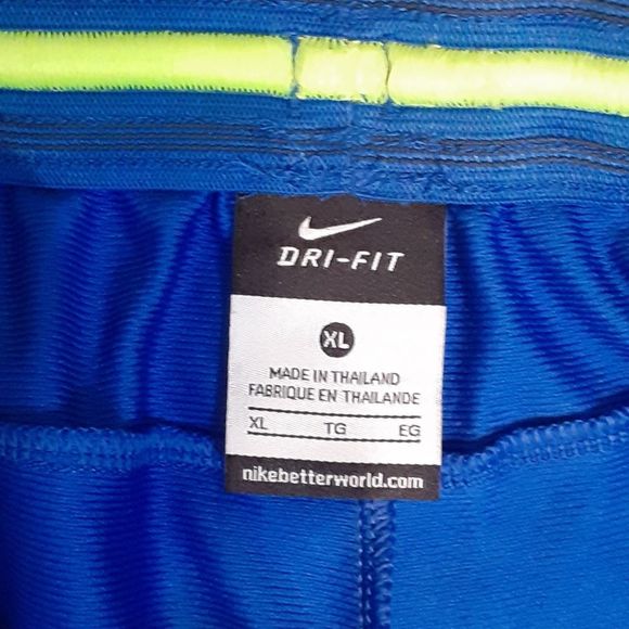 Nike Blue with Neon Side Stripe Dri Fit Athletic Shorts - Picture 3 of 7